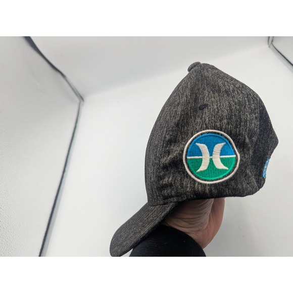 Hurley Flexfit Hat L/XL Stretch Baseball Cap Gray W Blue Green raised Logo - Picture 3 of 8